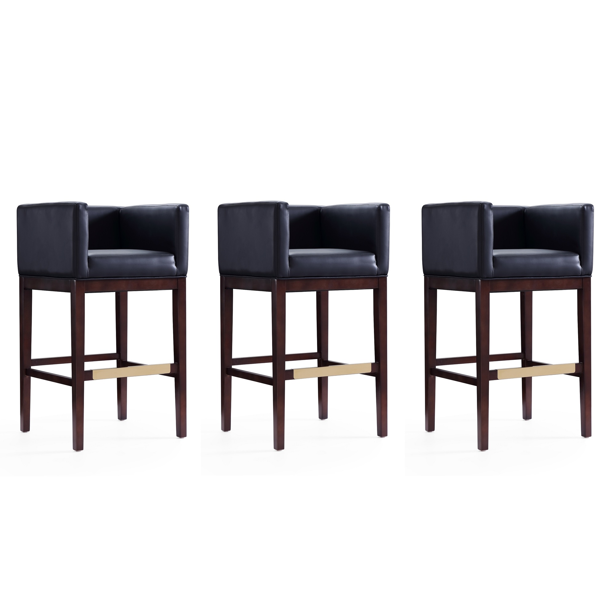 Manhattan Comfort, Kingsley 38in. Black Beech Wood Stool Set of 3 Primary Color Black, Included (qty.) 3 Model# 3-BS012